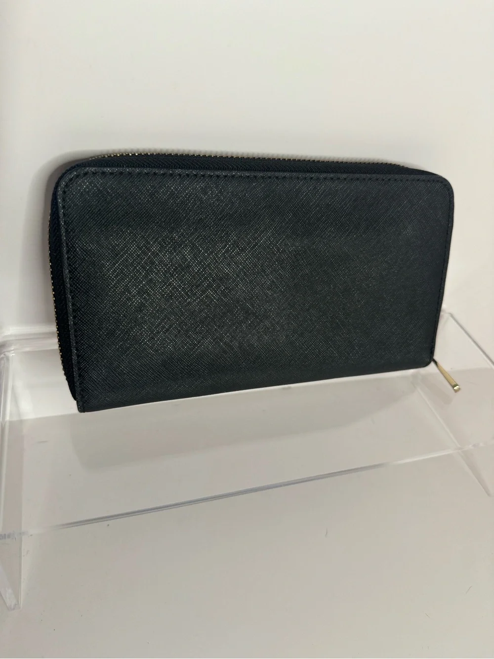 #303 Tory Burch Emerson Zip Around Long Wallet Black Saffiano Leather